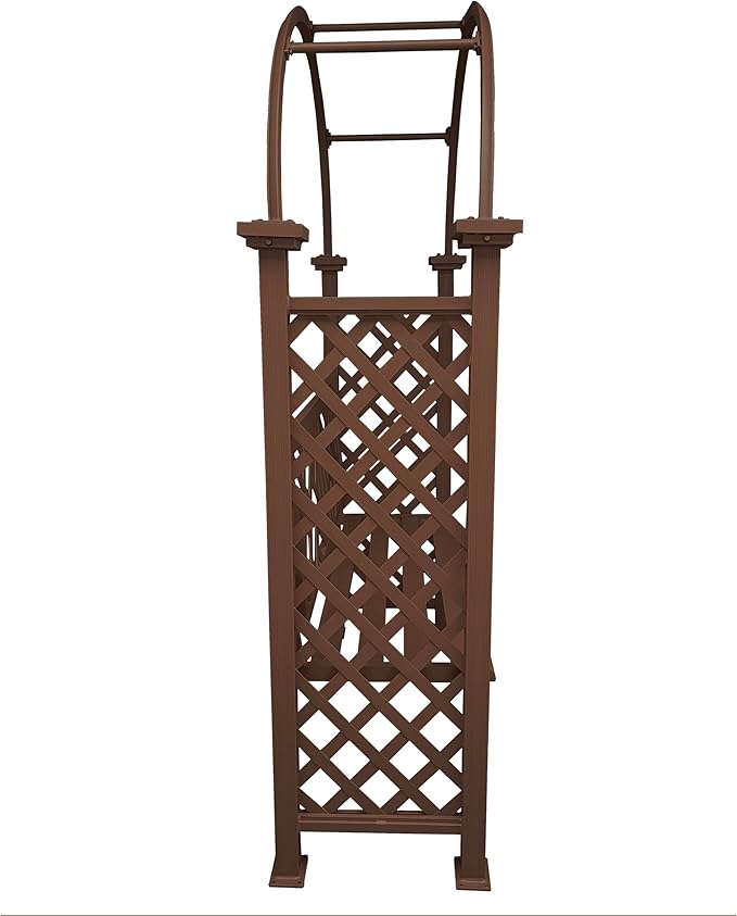 Oakland Living Brown Aluminum Garden Arbor Arch with 2-Seater Bench