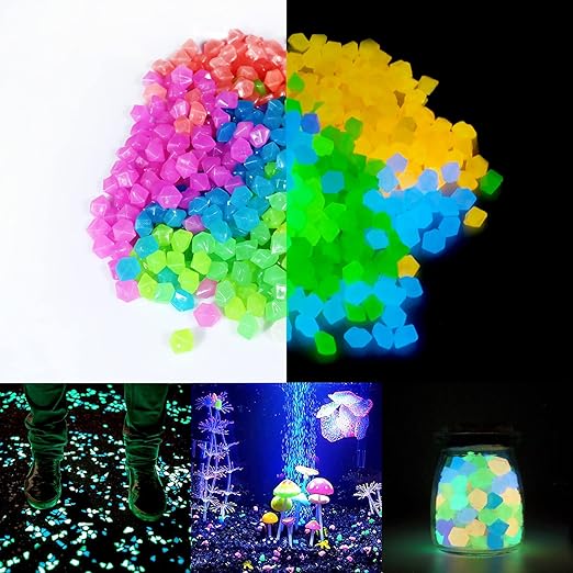 700 PCS Glowing Rocks Luminous Glow Stones Glow in The Dark Rocks for Fish Tank Aquarium Lawn Patio Garden Outdoor Decor and DIY Ideas (Multicolor)