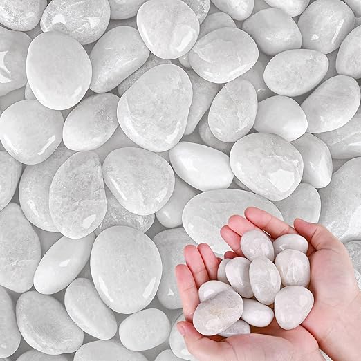 White River Rocks for Plants 11.25 LB Small Decorative Pebbles 1"-1.5" Polished Stones Smooth Aquarium Gravel for Fish Tank Vases Indoor Planters Outdoor Landscaping Garden (180oz)