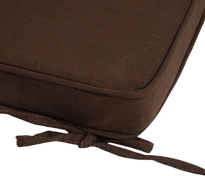 Outdoor Chair Cushions 18x18 Inch,Set of 2,Water Resistant Chair Pads with Ties,Square Seat Cushion 18"x18"x2.5",Patio Chair Cushion for Garden,Backyard Furniture(Chocolate Brown)