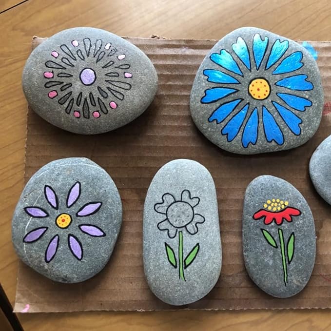 60 PCS Rocks for Painting, 1.5"-3.0" Flat DIY Painting Rocks, Medium & Small Smooth Rocks for Crafts, Arts,Decoration, Kindness Rocks Hand Picked for Painting