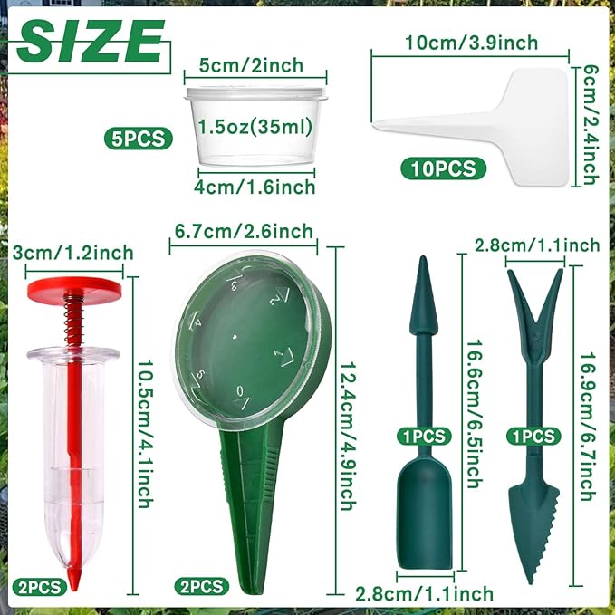 21 PCS Mini Seed Spreader, 5-Speed Sowing Seed Dispenser for Small Seeds, Manual Seedlings Dibber and Widger Set, Handheld Garden Seeds Planter Tool with Storage Box and Plant Labels