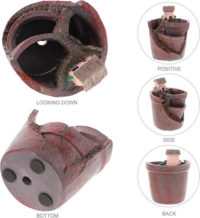 BESPORTBLE Fairy Garden Pots and Planters, Funny Succulent Plant Pot with Drainage Hole Tiny Creative Flowerpot for Indoor Plants/Succulent/Cactus, 4.68 * 3.5inch