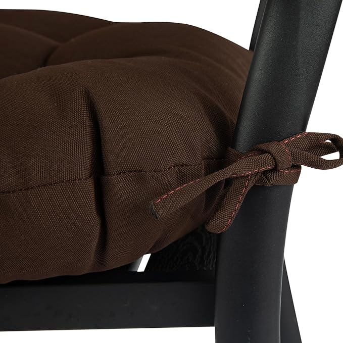 FUNHOME Outdoor Chair Cushions 19 x19 Inch,Water Resistant Tufted Seat Cushions 19",Reversible,Weather Resistant,Rounded Back Wicker Chair Cushion for Patio Garden Furniture(Chocolate Brown)