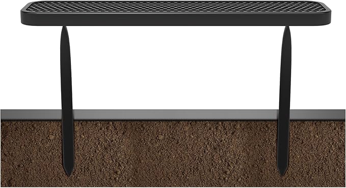4 FT Heavy Duty Metal Park Bench for Outside, Outdoor Backless Bench with Thermoplastic Coating, Commercial Benches for Shopping Mall, Store, Park, Deck, Inground Mounted, Black