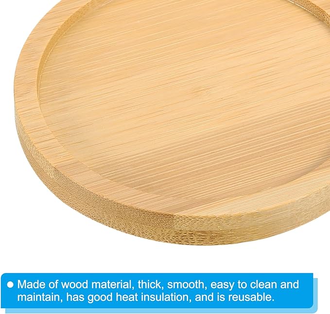 PATIKIL Bamboo Wood Saucer, 2 Pack 3 Inch Round Wooden Plant Drainage Tray Bonsai Plants Saucer Succulent Pot for Home Balcony