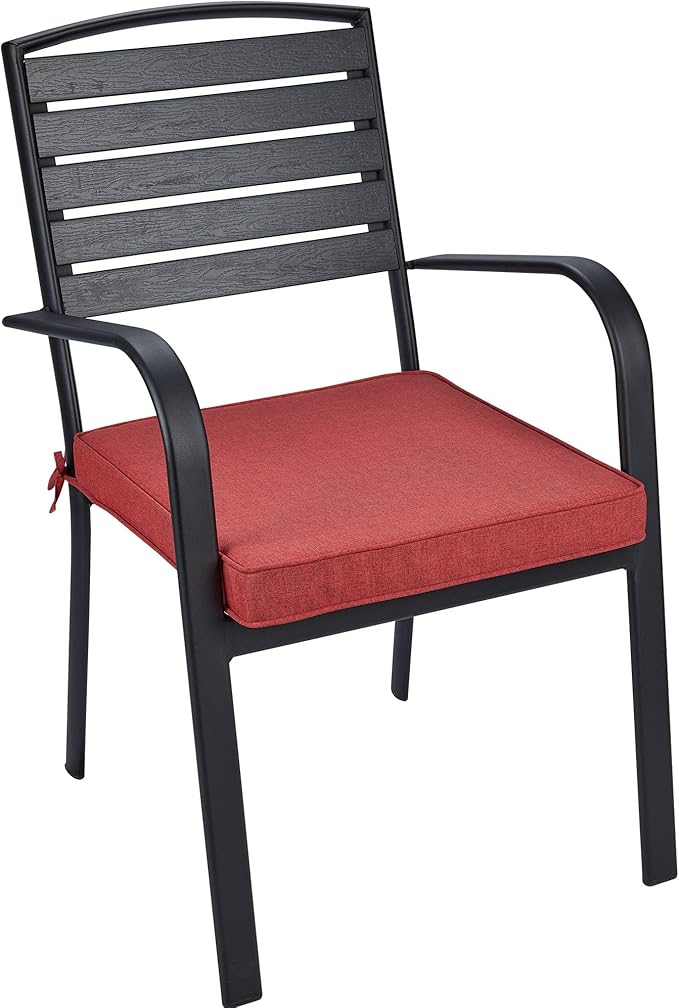 FUNHOME Indoor/Outdoor Chair Cushions Set of 2, 18 x 18 x 2.5 Inch Square Corner Outdoor Cushions for Patio Furniture,2 Packs Patio Chair Cushions with Ties-Sangria Red