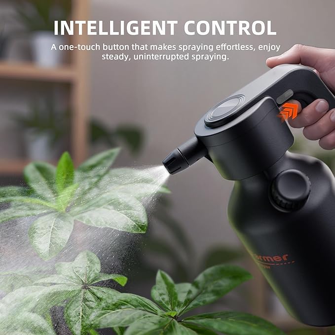 Spider Farmer Electric Spray Bottle 2L/0.5 Gallon, Portable Automatic Sprayer with Adjustable Nozzle and Measuring Cup, Type-C Rechargeable Plant Mister for Indoor & Outdoor Gardening and Cleaning