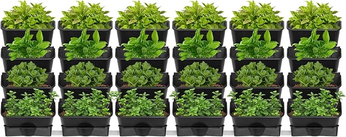 TFCFL 24 Pack Hanging Vertical Wall Planter,12.99inch Wall Mounted Planter for Patio Outdoor Decor,Home Black Plastic Pot Balcony Plant Vegetable Fruit Herb Hanging Pocket Holder Flowerpot (Black)