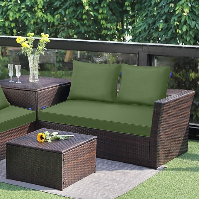 Outdoor Loveseat Cushion Set 44'' x 24'', Outdoor Cushions for Patio Furniture with Fastness Cover, Water Repellent Outdoor Seat Cushion and Couch Back Cushions for Bench, and Swing (Solid Moss Green)