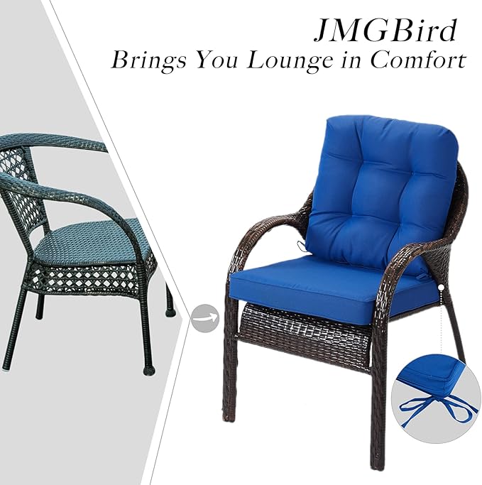JMGBird Seat/Back Outdoor Chair Cushion Tufted Pillow, Deep Seat Cushion Set 22"x22", Outdoor Cushion for Patio Furniture