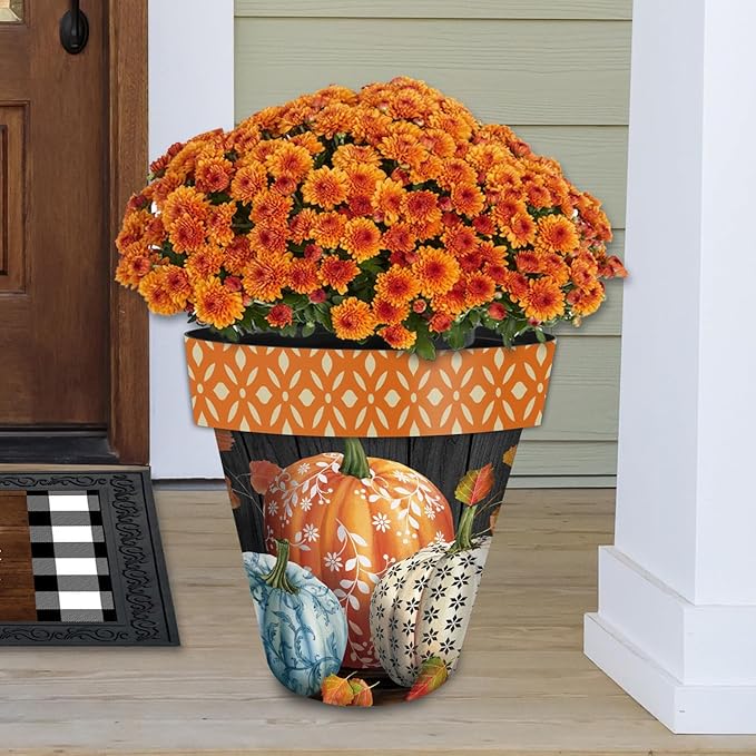 Briarwood Lane Fall Planter 14" x 15" x 15" Elegant Pumpkins Large for Fall Planter