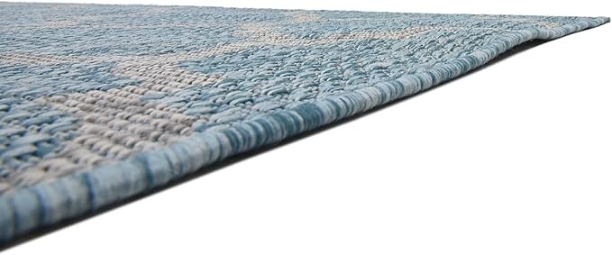Unique Loom Outdoor Trellis Collection Area Rug (6' 1" x 9' Rectangle, Aquamarine/ Gray)