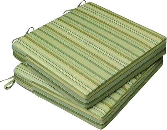 AAAAAcessories Outdoor Seat Cushions for Chairs, Waterproof, Fade-Resistant, 24" x 24" x 4", Patio Furniture Replacement Cushions, Set of 2, Mossy Forest Stripe