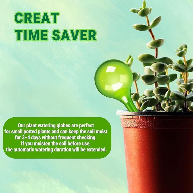 2 Pack Small Self-Plant Watering Globes – Automatic Plant Waterer Bulbs, Plant Watering System for Indoor and Outdoor Potted Houseplants, Plant Watering Devices (Green, Small Size)