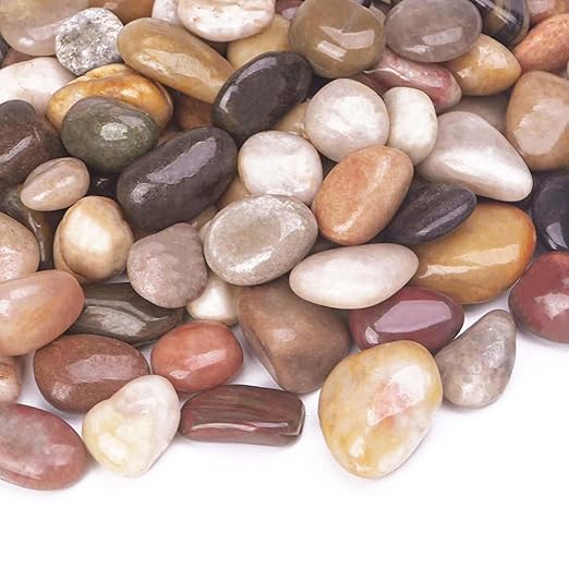 2.5 Pound Decorative Stones, 1-1 1/2", River Rocks for Plants Indoor Drainage, Small Polished Natural Pebbles for Crafts, Vases, Garden and DIY Decor