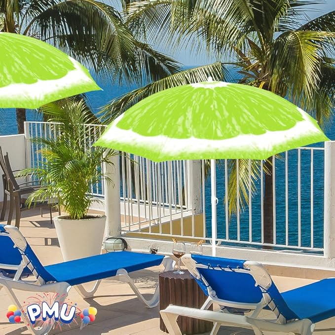 PMU 6.5 ft Beach Umbrella for Sand, Sun Shelter, Outdoor Sunshade Umbrellas for Patio Garden Beach Pool Backyard