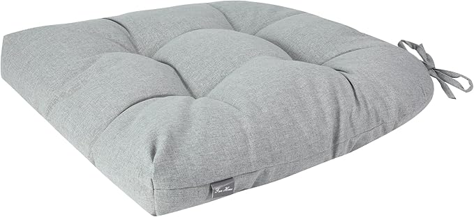 FUNHOME Outdoor Chair Cushions 19 x19 Inch,Water Resistant Tufted Seat Cushions 19",Reversible,Weather Resistant,Rounded Back Wicker Chair Cushion for Patio Garden Furniture(Light Gray)