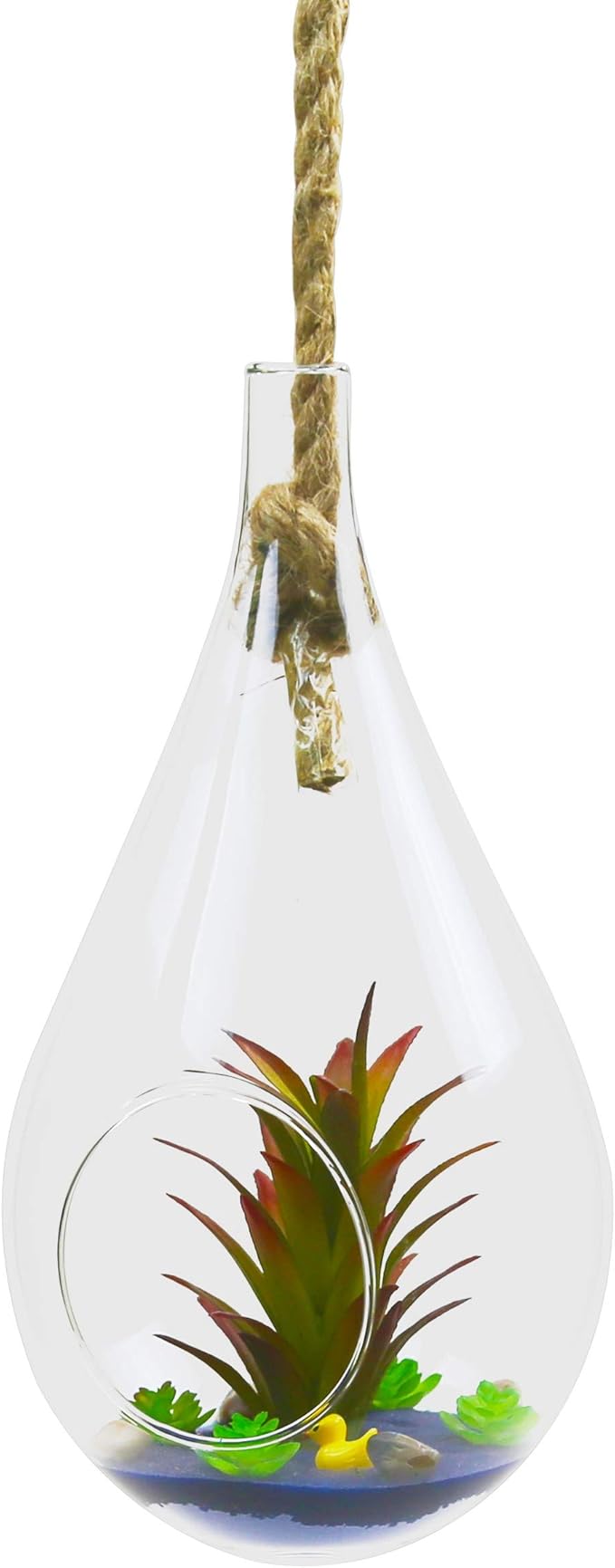 WGV Hanging Planter Terrarium Bulk, Width 5", Height 9.5", DIY Clear Glass Succulents Air Teardrop Floral Container (Including Rope), Candle Holder Vase for Outdoor Indoor Decor, 6 Pieces