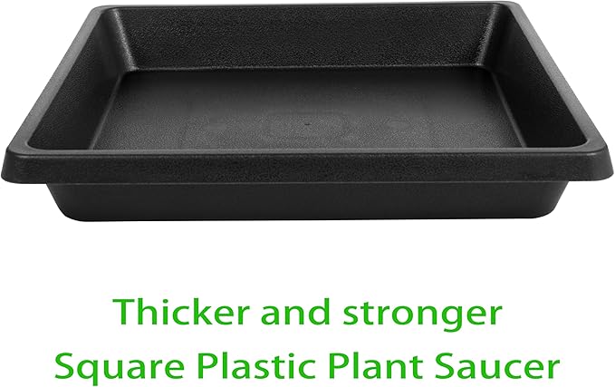 12 Inch 2 Pack Plant Saucer Square, Plant Saucers for Indoors and Outdoors, Flower Pot Saucers, Saucers for Potted Plants, Plant Water Catcher Trays for Pots (12"-Black)