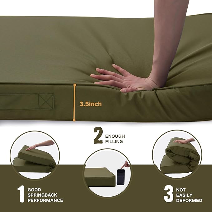 Outdoor Bench Cushion 4 inches Memory Foam Waterproof Patio Furniture Bench Cushion Porch Swing Cushion with Handle and Adjustable Strap, 60 x 18 Inch Sage Green