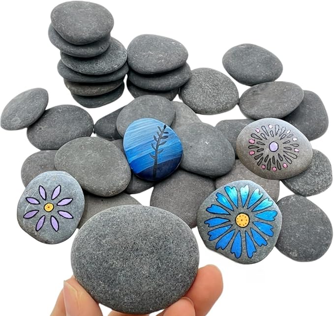 CYLHCM 35 PCS Rocks for Painting, 1.2"-2.0" Flat DIY Painting Rocks, Smooth Rocks for Crafts, Arts,Decoration, Kindness Rocks Hand Picked for Painting