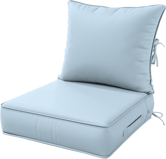Outdoor Patio Chair Cushions Set 24 L X 24 W X 5 H Waterproof & Fade Resistant Deep Seat and Back Cushions with Removable Covers Outdoor Seat Cushion Set for Chairs and Sofas