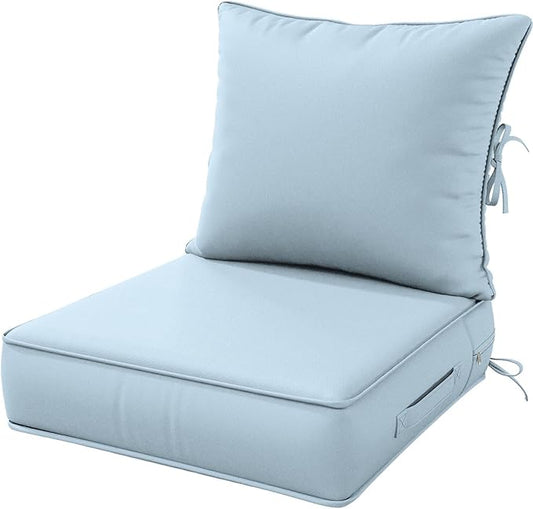 Outdoor Patio Chair Cushions Set 24 L X 24 W X 5 H Waterproof & Fade Resistant Deep Seat and Back Cushions with Removable Covers Outdoor Seat Cushion Set for Chairs and Sofas
