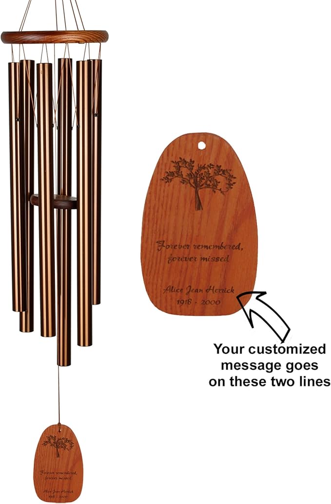 Woodstock Wind Chimes Personalized Amazing Grace Memorial Chime for Outside 40'' Large Bronze Sympathy Customized Forever Inspirational Wind Chime for Outdoor Patio Home Garden Decor (P-AGLBR01)