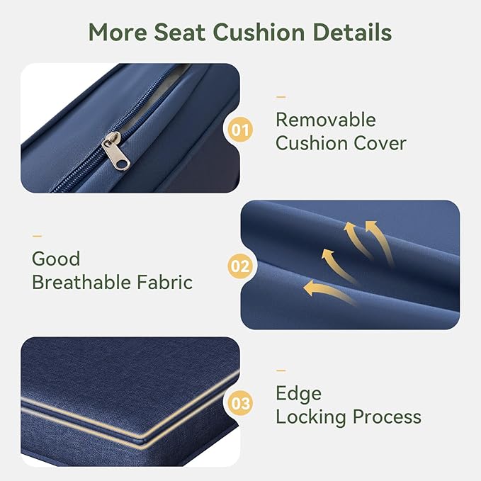Replacement Cushions for Outdoor Furniture, 7-Piece Outdoor Cushions for Patio Furniture, Waterproof & Fade Resistant Couch Cushion for 4-Seat Patio Conversation Sets, Navy Blue