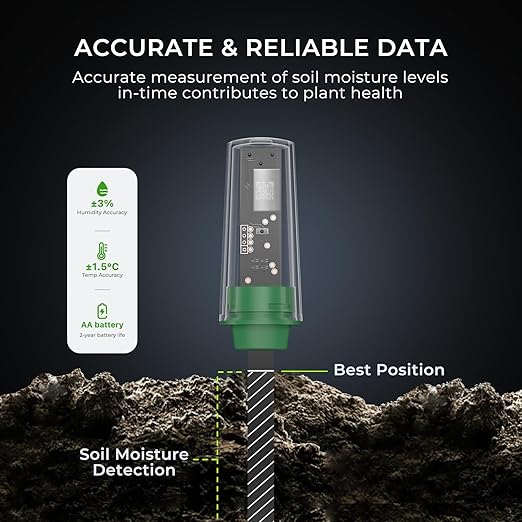 THIRDREALITY Smart Soil Moisture Sensor 2Pack,Zigbee hub Needed,Capacitive Probe,Moisture/Temperature Meter for Garden Planting,Compatible with Homey,Hubitat, SmartThings,Home Assistant