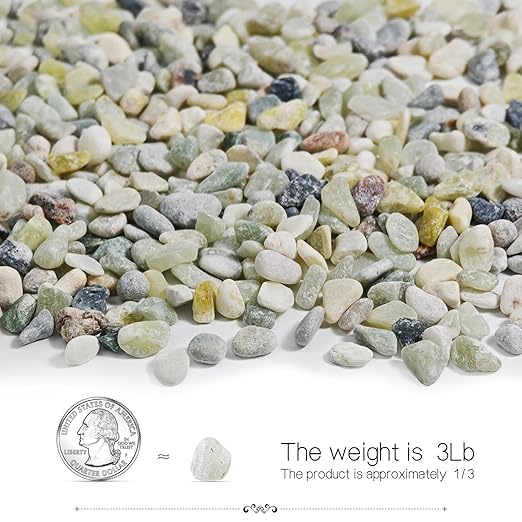 3Lb Pebbles for Indoor Plants,River Rocks for Succulent Plants,Aquarium Gravel,Decorative Stones Bonsai Garden Pebbles,Aquarium Rocks for Landscaping,Plants,Vase Fillers (Green)