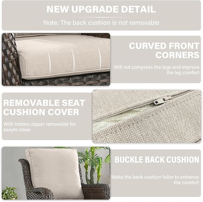 Patio Furniture Cushions - 22 * 24" Outdoor Patio Cushions with Removable Cover, 28D High Density Sponge Filling Outdoor Chair Cushions for Rocker, Sofa and Loveseat - Beige
