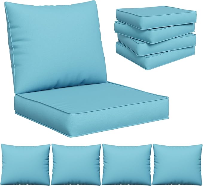 UDPATIO Outdoor Cushions for Patio Furniture, Patio Seat Cushions Fits 4-seat Sectional Patio Conversation Sets, Replacement Sofa Cushions for Outdoor Furniture (Sky Blue)