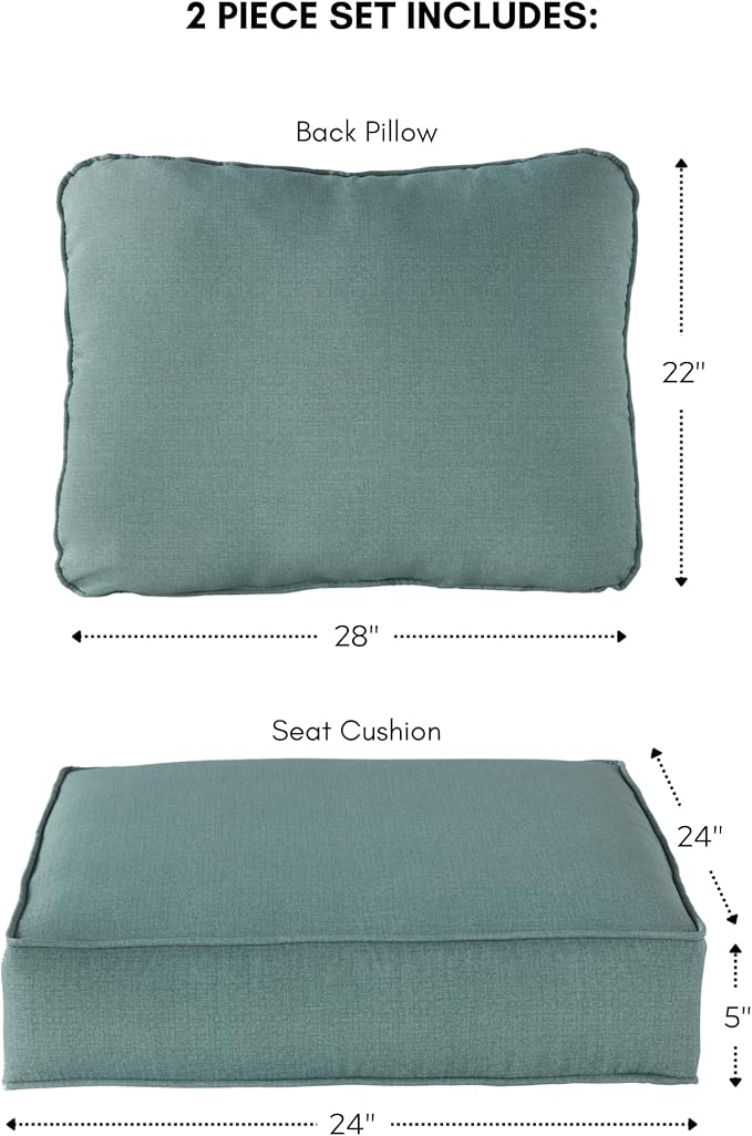 Greendale Home Fashions Outdoor 2-Piece Deep Seat Cushion Set, Seafoam