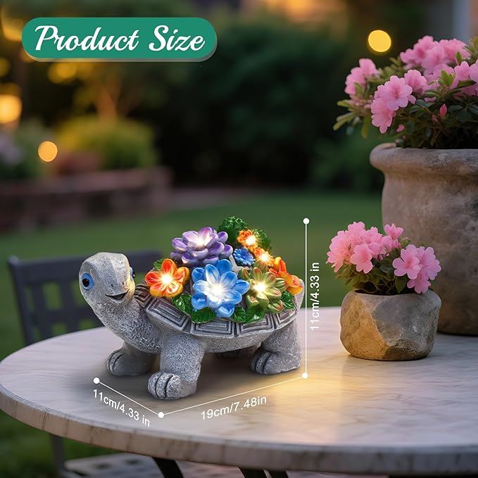 Linkax Easter Gifts for Adults, Solar Garden Decor for Outside Yard Outdoor Home Patio Decor, Turtle Statues Birthday Gifts for Grandma Mom Women Sister, Mothers Day House Warming Present