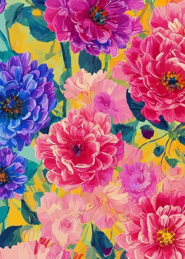 Modern Floral 7x10 Outdoor Area Rug Contemporary Aesthetic Green Purple Pink Flower Texture Rug for Balcony Patio Deck Porch Washable Reversible Garden Large Carpet Waterproof Backyard Mat