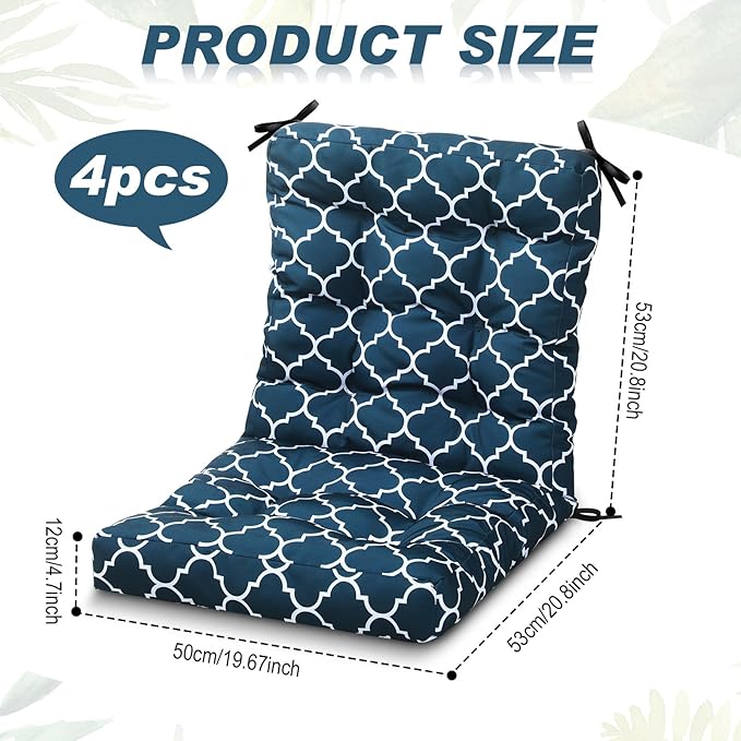 Hoteam 4 Set Outdoor Deep Seat Patio Chair Cushions Waterproof Patio Cushions Set 20 x 42 Inch for Furniture Replacement Removable Seat and Back(Lantern)