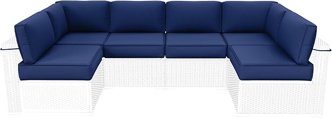 Outdoor Furniture Replacement Cushions, 5" Foam Foam High-Density, Fits 6-seat Sectional Rattan Conversation Set, 14 Piece Patio Water-Resistant Replacement Sofa Cushions, Liner&Cover