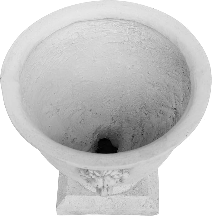 Merax MGO 13'' Tall Garden Urn Planter with Drainage Hole, Handmade Lightweight Urn for Flowers, Herbs & Succulents, Indoor & Outdoor Decorative Pot, Antique White