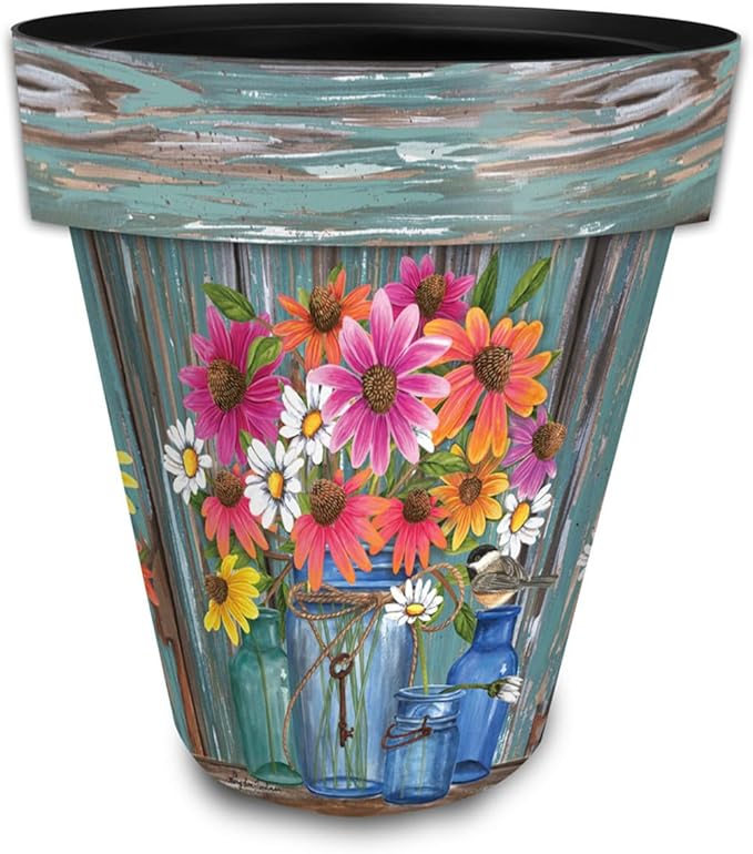 Briarwood Lane Summer Planter 14" x 15" x 15" Farm Fresh Flowers Large for Summer Planter