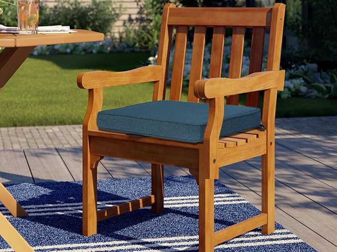 Outdoor Chair Cushions 18x18 Inch,Set of 2,Water Resistant Chair Pads with Ties,Square Seat Cushion 18"x18"x2.5",Patio Chair Cushion for Garden,Backyard Furniture(Denim Blue)