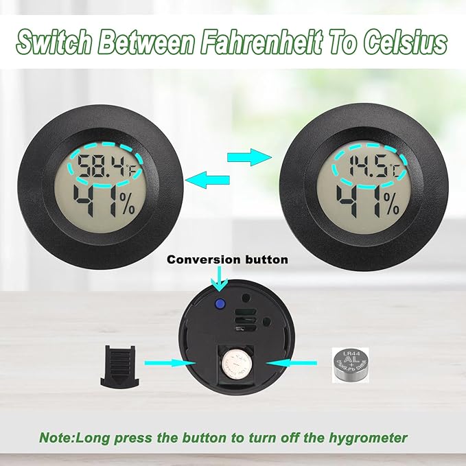 Mini Hygrometer Digital Thermometer Humidity Meter Hygrometer Thermometers Indoor/Outdoor Humidity Monitor Reptile Thermometer for Greenhouse Garden Cellar Fahrenheit(℉)/ Celsius(℃) 4 Pack