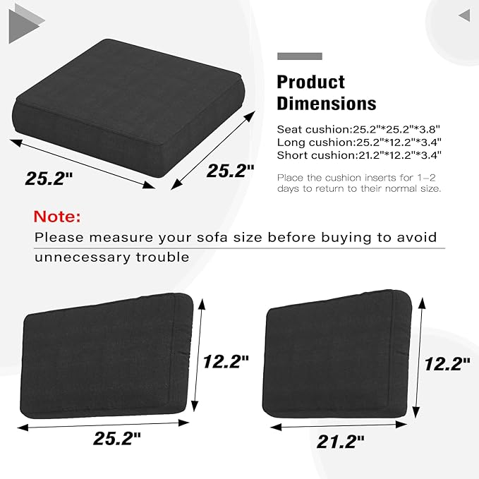 LayinSun Outdoor Furniture Replacement Cushions for 6 Seat Patio Rattan Wicker Sectional Conversation Sofa Set, 14-Piece Cushions Set