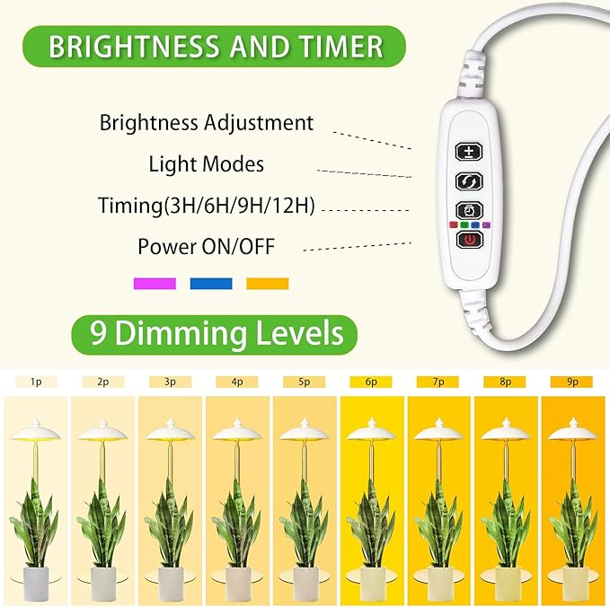 LED Floor Grow Lights for Indoor Plants, Corner Stand Full Spectrum Plant Growing Lamp, 10 Dimmable Levels Auto 3/6/9/12H Timer Grow Light, Height Adjustable for Large Tall Plants (Have Base)