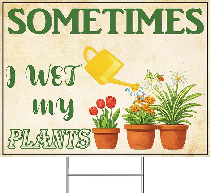 Funny Garden Sign with H Stake 24"x18" Large Vintage Sign for Outside Corrugated Plastic Greenhouse Yard Decor Gardening Gifts for Women 1Pack