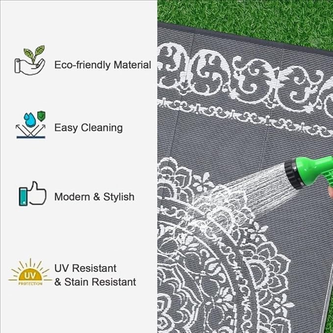 Blue Beige Brown Pebbles Modern Farmhouse Outdoor Rugs 2x3 Natural Non Shedding Waterproof Thin Cozy Beach House Carpets for Patios Poolside Balcony Backyard Deck Porch Low Pile Floor Mats