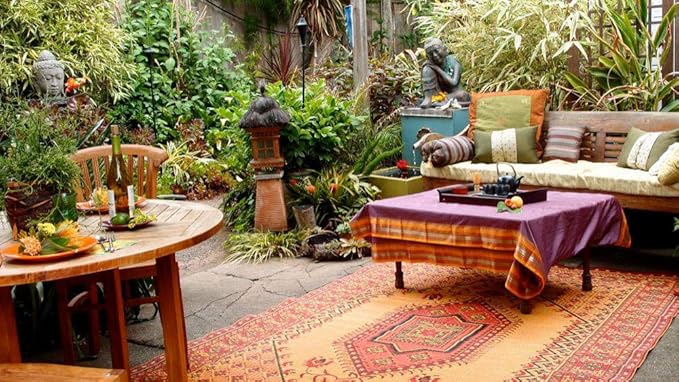 Mad Mats Traditional Outdoor Rug, Reversible Plastic Mat (4' x 6', Oriental Turkish - Rust)