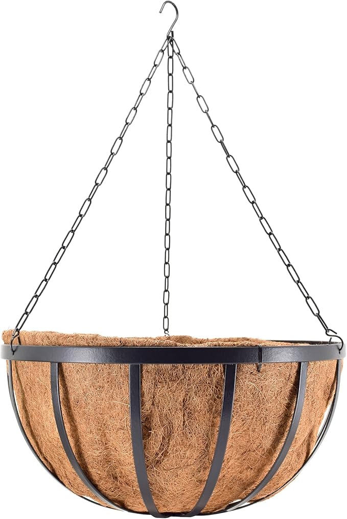 Arcadia Garden Products Round Hanging Planter Basket with Coco Liner, [20-inch]