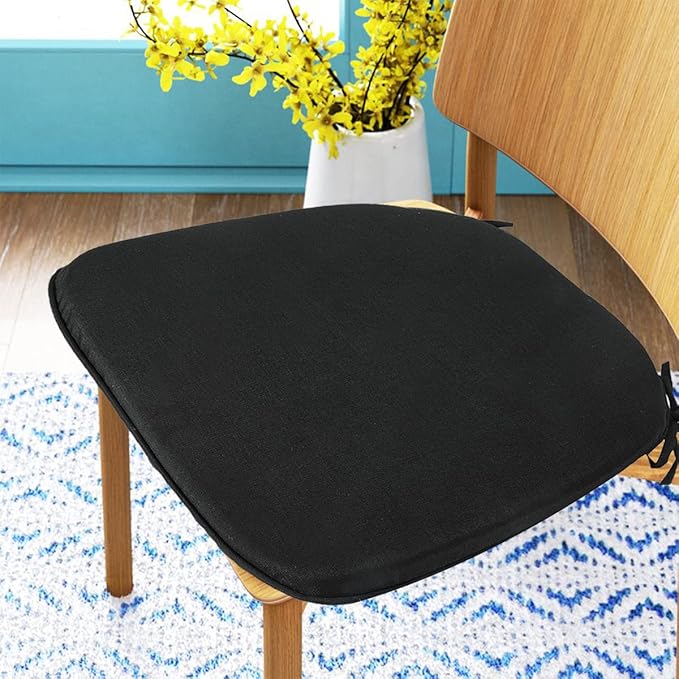 Outdoor Chair Cushions Set of 2,Patio Seat Cushion 17"x16"x2",U-Shaped Dining Chair Cushion 17 by 16 Inch,Water Resistant,Fade-Resistant Chair Pads for Kitchen Garden Furniture(Black)